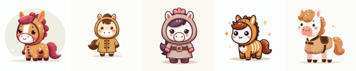 cute horse vector in cute costume