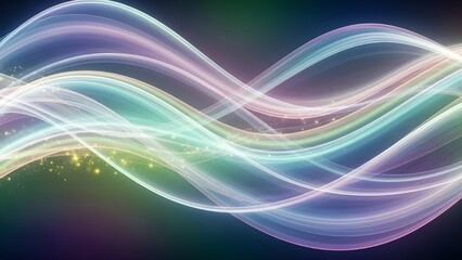 Obraz premium Abstract light waves with pastel colors on dark background