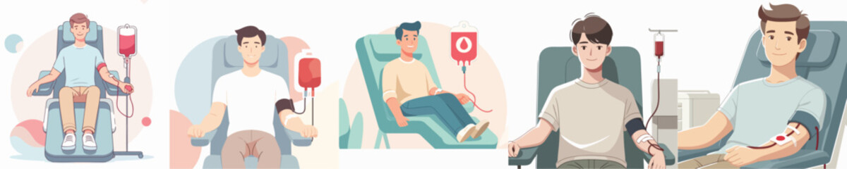 vector of young people donating blood