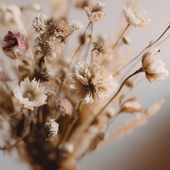 Fragile Beauty - A Delicate Dried Wildflower Bouquet in Soft, Muted Earth Tones.