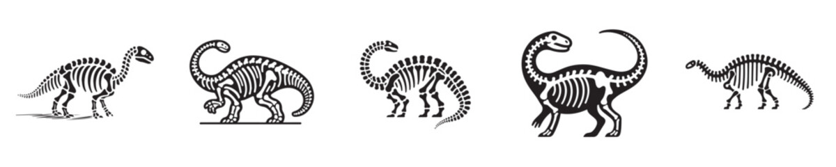 a set of silhouette brontosaurus skeleton vectors © sarah16blakeyxh2