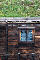 Traditional Wooden House Wall With Window in Sweden