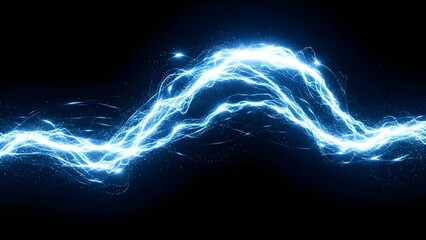 Electric blue energy wave on black background