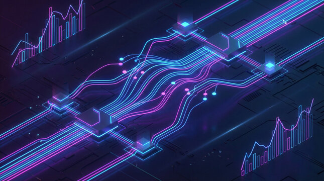 Fintech data visualization concept with secure digital transactions and analytics dashboard - Powered by Adobe