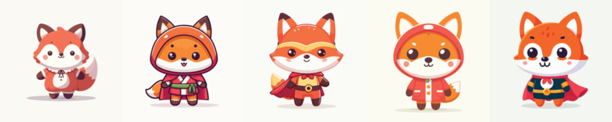 cute fox vector dressed in cute clothes
