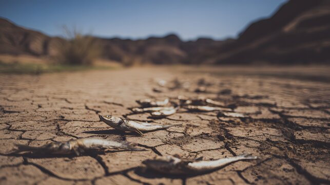 Desert Drought A Stark Portrait of a Dried Riverbed and Climate Change Impact