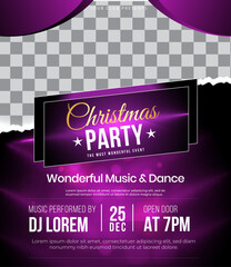 Christmas neon lights night party flyer layout