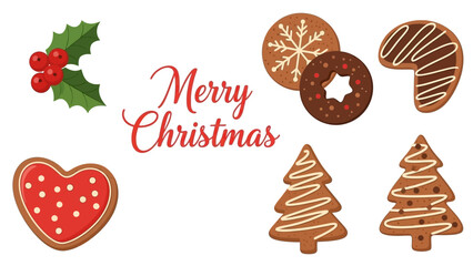 Christmas greeting featuring holiday cookies mistletoe and the phrase Merry Christmas