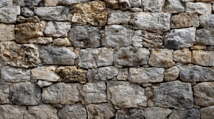 Fototapeta premium Textured Stone Wall with Varied Shapes and Sizes, Natural Color Variations, Perfect for Background, Architecture, or Construction Themes in Photography
