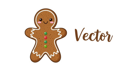 Gingerbread man with white icing pink cheeks and candy buttons