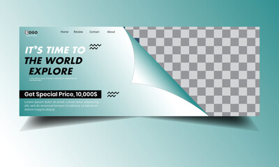 Travel social media marketing promotion post. Editable square banner. Holiday adventure cover template