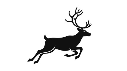 Fototapeta premium Silhouette of a reindeer midleap detailed with antlers posture