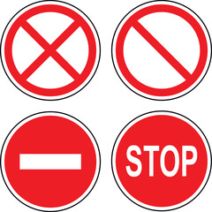 Obraz premium Traffic Sign, Stop sign set. Vector Illustration, Web icon. Stop Icon
