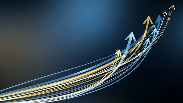 Dynamic arrows soaring upward convey growth, progress, and success in business, finance, and personal development, a modern symbol of achievement