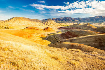 Scenic Overlook at Painted Hills of John Day Fossil Beds National Monument at Sunset