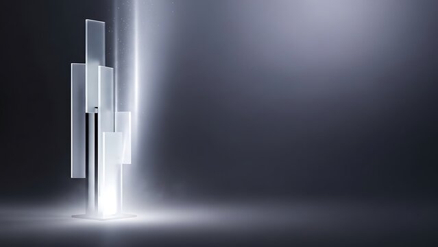 Illuminating modern art installation with light streaks creates a sleek, sophisticated ambience perfect for contemporary designs and concepts