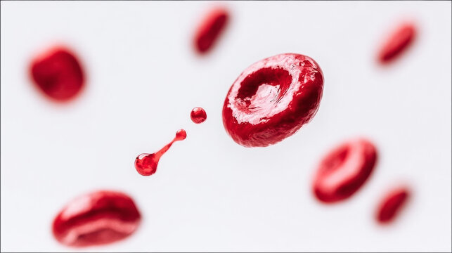 Red blood cells flowing through vessels, illustrating human circulatory system, medical research, and cellular biology concepts