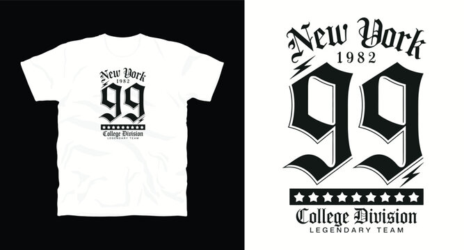 New york college division tee with varsity font 99
