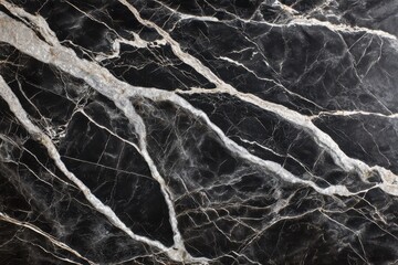 Dramatic Black Marble Texture with Bold White Veins - Abstract Stone Pattern.