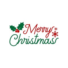 Merry Christmas typography clip art design on plain white transparent isolated background for card, shirt, hoodie, sweatshirt, apparel, card, tag, mug, icon, poster or badge