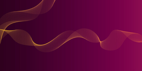 Abstract Wavy Lines Background Vector in Royal Purple and Gold Gradient