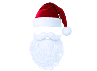 Santa claus hat beard and sunglasses isolated on transparent background