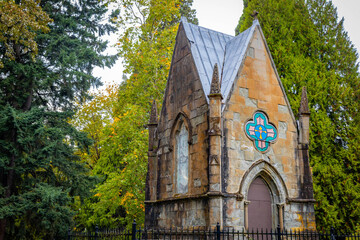 A Tranquil Autumn View of Lone Fir Cemetery in Portland