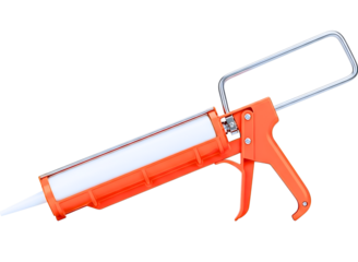 Orange caulk gun tool isolated on transparent background