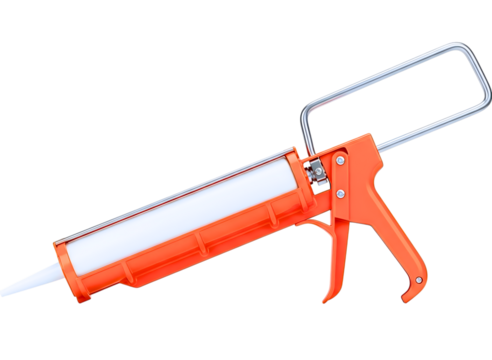 Orange caulk gun tool isolated on transparent background