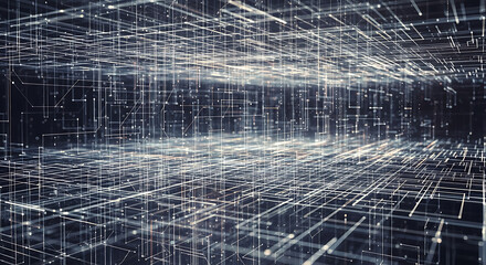 Abstract Data Visualization Background with Interconnected Lines and Dots Forming Complex Network for Information Flow and Connectivity 3d Render