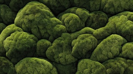 Lush Green Moss Texture Showing Soft and Dense Clumps of Lifelike Moss Covering a Surface in a Vibrant Natural Environment