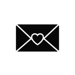 Black silhouette of an envelope with a heart design silhouette