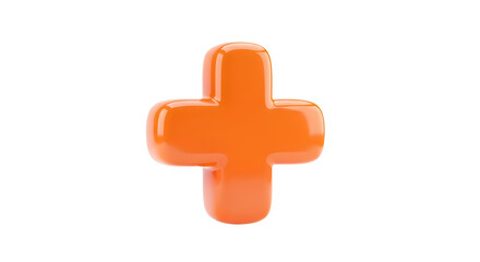 Fototapeta premium Title: Shiny Orange 3D Plus Sign - Add, Positive, More, Increase, Medical Concept 