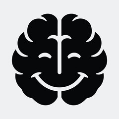 Silhouette happy brain concept with face idea creativity vector illustration