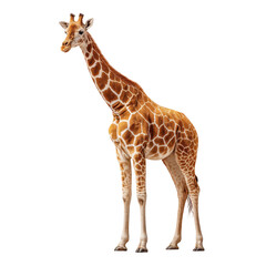 Obraz premium Giraffe standing gracefully with its long neck and spotted coat in a serene, natural setting during a sunny day