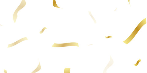  Gold confetti, ribbons. Falling glitter. Bokeh background. Abstract golden anniversary invitation template. Wedding concept card. Flying abstract particles. Explosion celebrate card.