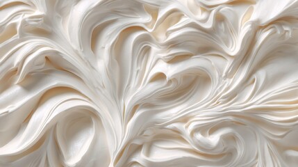 Obraz premium A close up view showcases the intricate swirling patterns of whipped cream highlighted by soft lighting that enhances its creamy texture in a culinary setting.