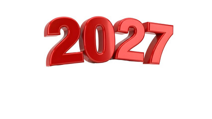 Title: Glossy Red 2027 Year Numbers 3D Render - Future, New Year, Planning, Goals, Timeline Concept
