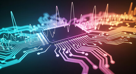 Cpu Microchip Circuit Board Concept With Signal Pulse Technology Ai Machine Learning Computer Hardware Integrated Circuit Motherboard Processor