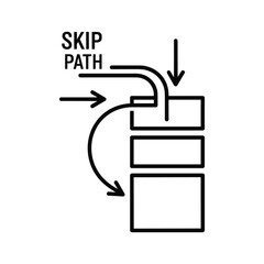 Illustration of a skip path concept in a workflow or system diagram, isolated on