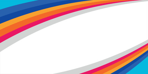 Simple blue and orange geometric business banner design. creative banner design with wave shapes and lines on white background for template.