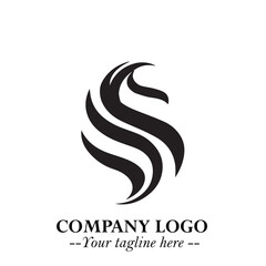 Elegant Black Wave Logo Symbol on a Clean White Background for Modern Minimalist Branding Design Art