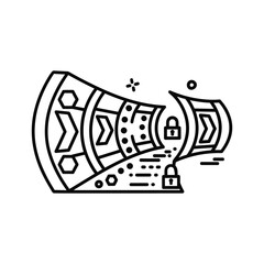 Abstract line art icon representing secure data transmission or encryption