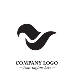 Elegant Black Wave Logo Symbol on a Clean White Background for Modern Minimalist Branding Design Art