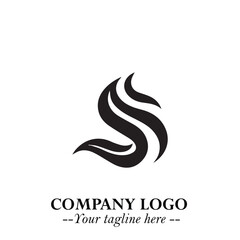 Elegant Black Wave Logo Symbol on a Clean White Background for Modern Minimalist Branding Design Art