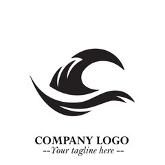 Elegant Black Wave Logo Symbol on a Clean White Background for Modern Minimalist Branding Design Art