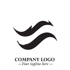 Elegant Black Wave Logo Symbol on a Clean White Background for Modern Minimalist Branding Design Art