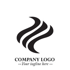 Elegant Black Wave Logo Symbol on a Clean White Background for Modern Minimalist Branding Design Art