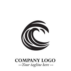 Elegant Black Wave Logo Symbol on a Clean White Background for Modern Minimalist Branding Design Art