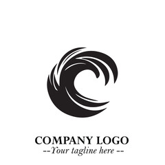 Elegant Black Wave Logo Symbol on a Clean White Background for Modern Minimalist Branding Design Art